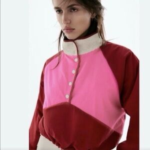 Stylish Pink and Red Women's Pullover